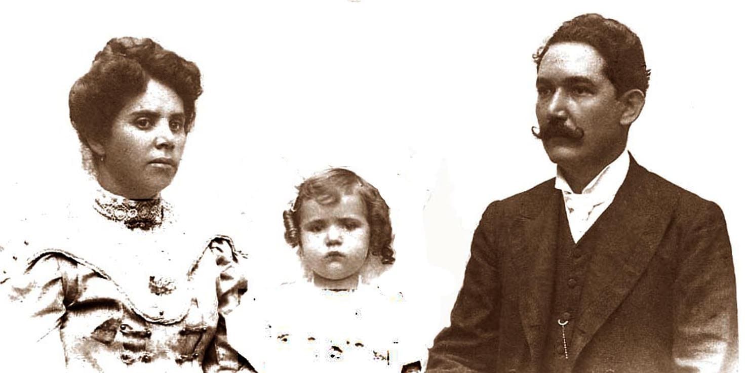 Jaçanã Altair ainda menina, com seus pais, Natanael Pereira e Lilia Soares Pereira.