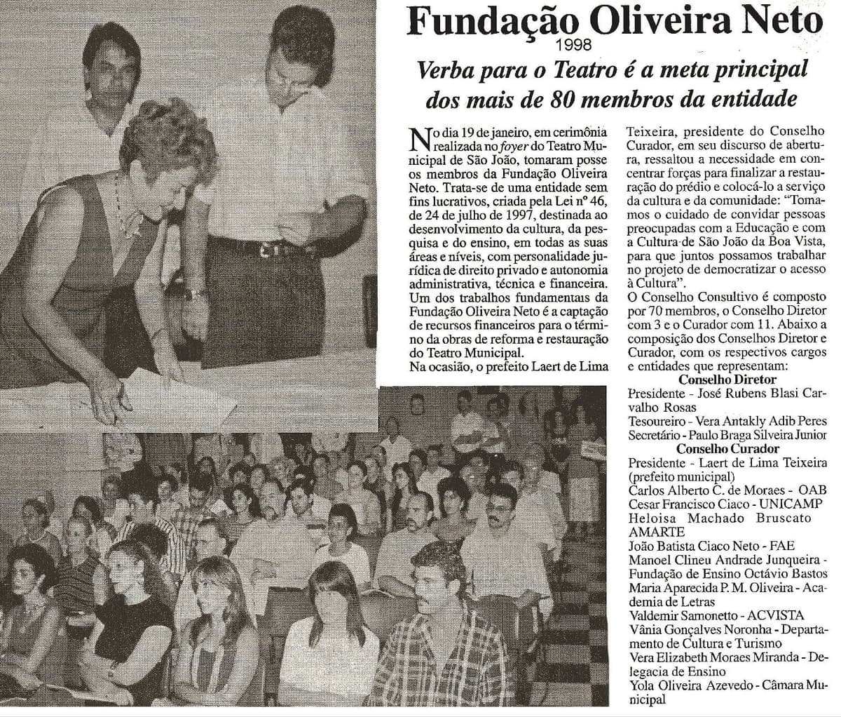A Fundação Oliveira Neto (FON), criada para captar verbas para o restauro — registro de imprensa.