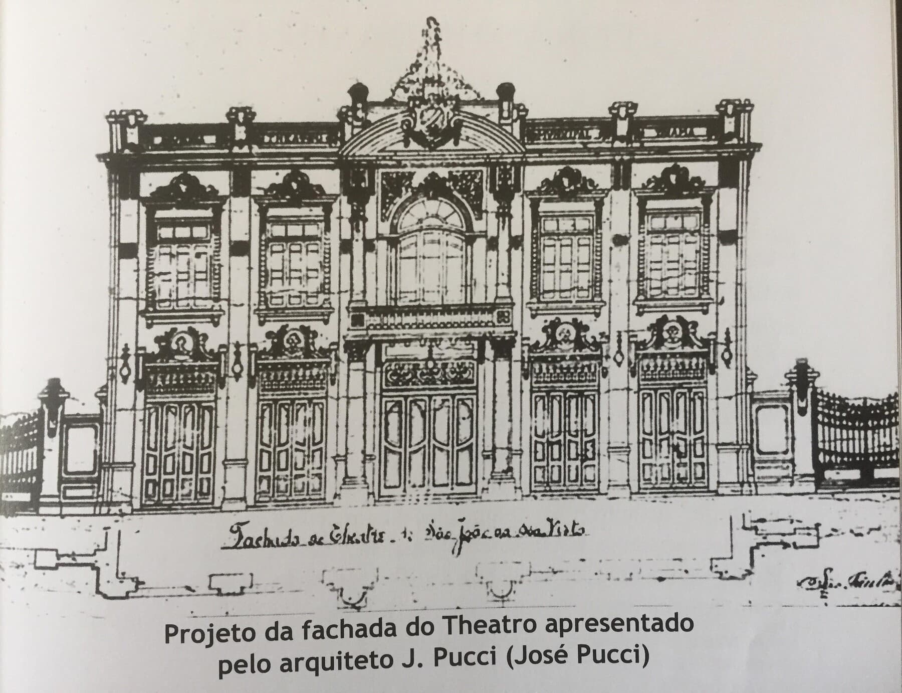 Desenho do projeto da fachada do Theatro.